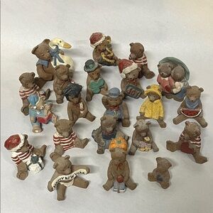 Vintage Miniature 2" Teddy Bear Figurine Composite Resin‎ Lot of 21